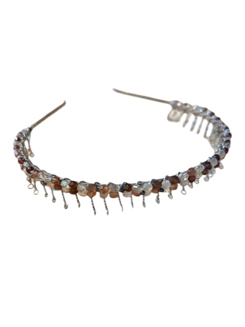 Vintage Brown & White Crystal Headband